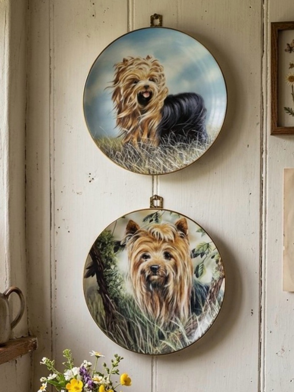 Danbury Mint Paul Doyle Yorkie Display Plate Pair